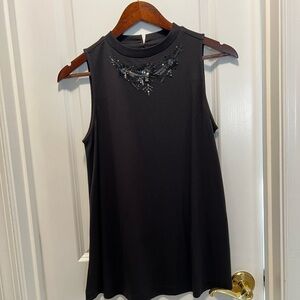 LOFT Black Sleeveless Blouse with Embellishments